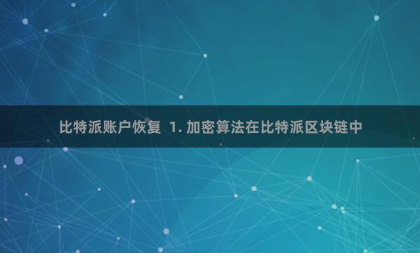 比特派账户恢复  1. 加密算法在比特派区块链中