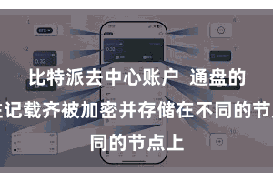 比特派去中心账户  通盘的交往记载齐被加密并存储在不同的节点上